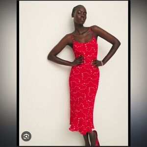 NWT Reformation Red Floral Midi Slip Dress- Emerick Dress- Size XL
